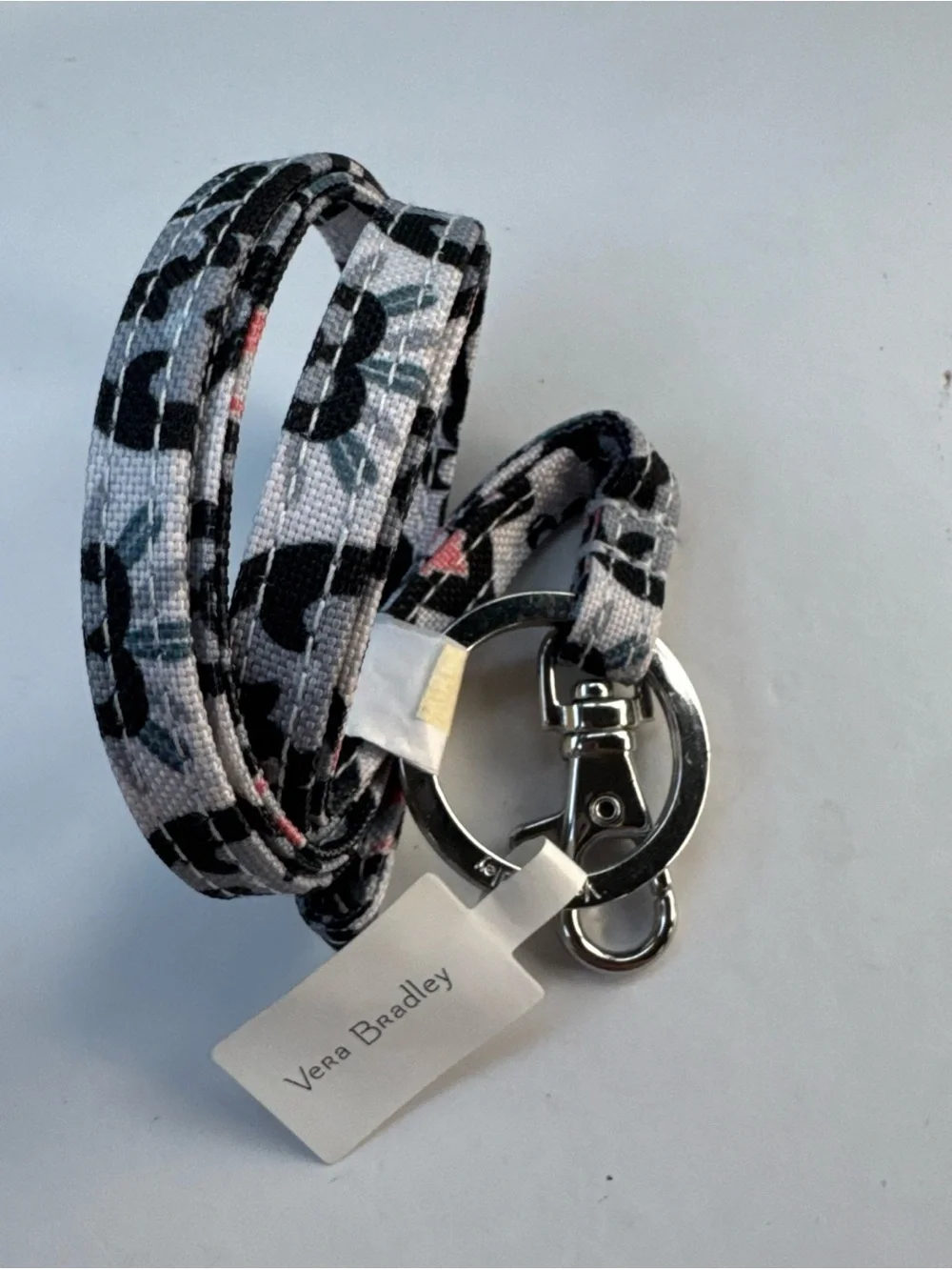 NWT Vera Bradley Lighten up Fabric Lanyard Keychain Floral Lisbon medallion